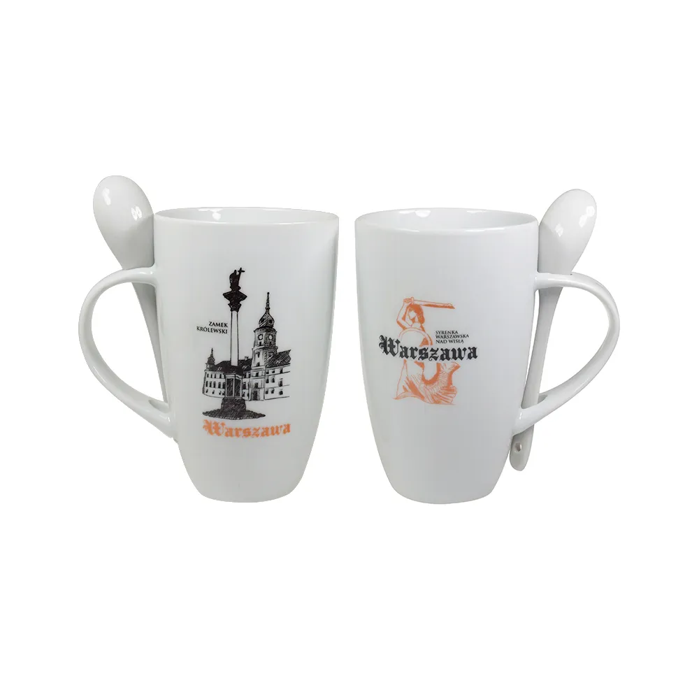 Kubek Biały z łyżeczką Warszawa Zamek