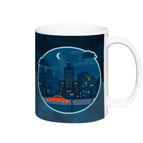 Kubek Biały Warszawa Noc PKiN