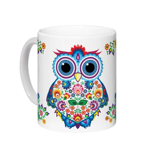 Kubek Sowa Folkowa Kwiaty