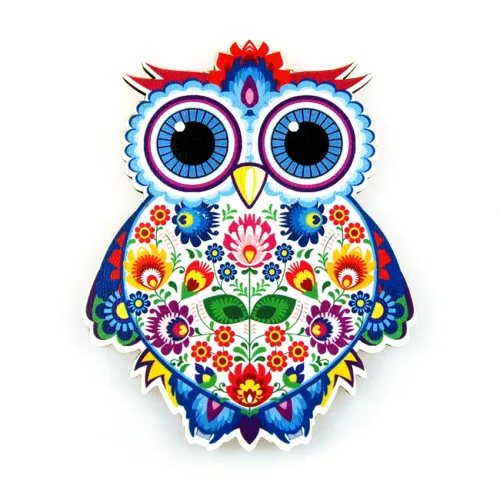 Magnes Drewniany Folkowa Sowa