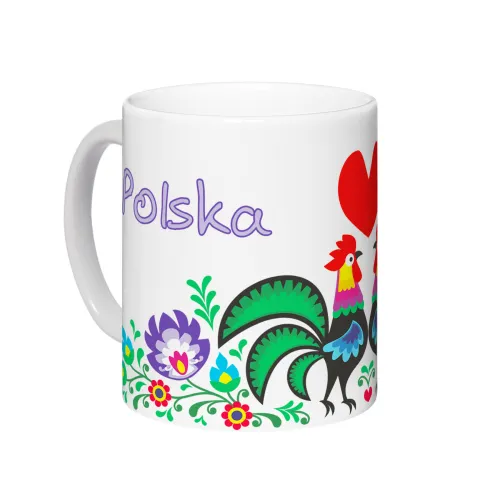Kubek Łowicz Folklor Koguty...
