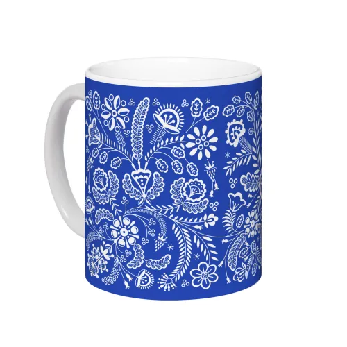 Kubek Kujawy Kwiaty Niebieski