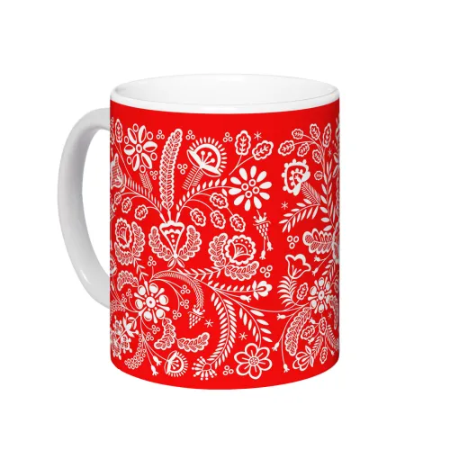 Kubek Kujawy Kwiaty Czerwony