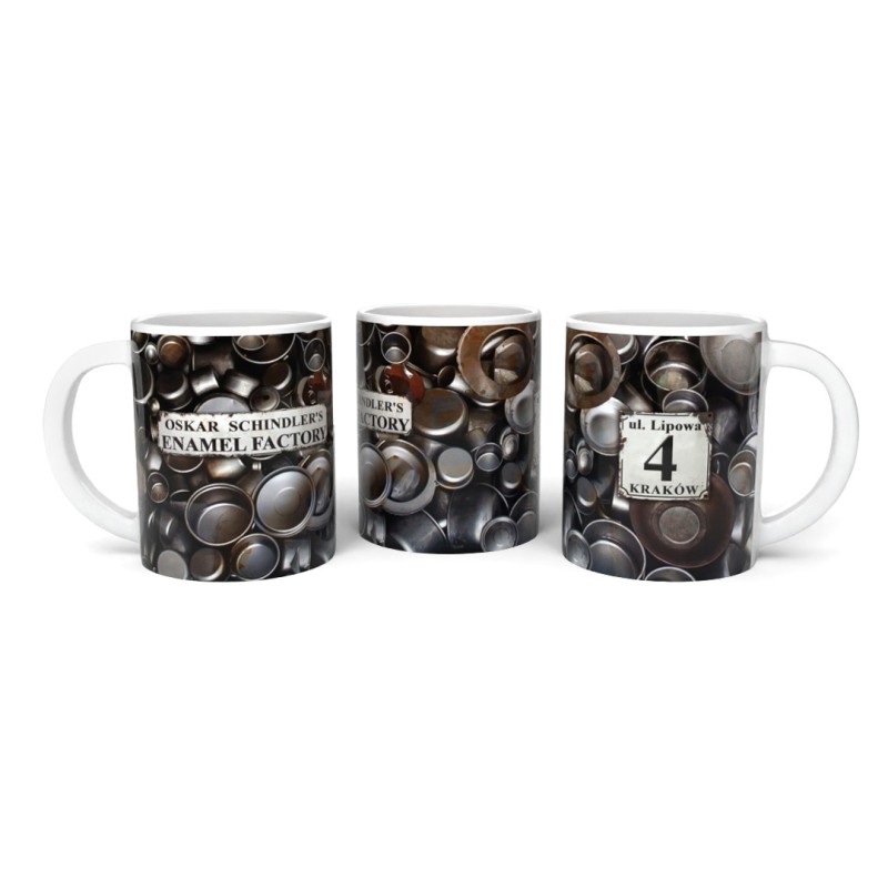 Kubek Kraków Muzeum Schindlera Emalia Tabliczki