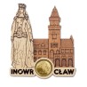 Magnes drewniany Inowrocław Królowa Jadwiga z Groszem