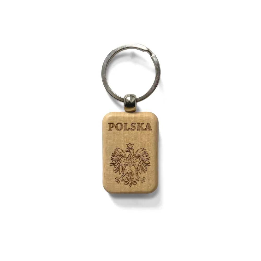Brelok drewniany prostokątny Polska Orzeł