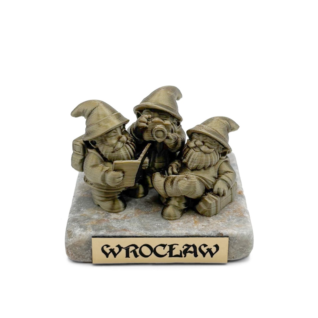 Figurka Wrocław Krasnale Turyści na kamieniu