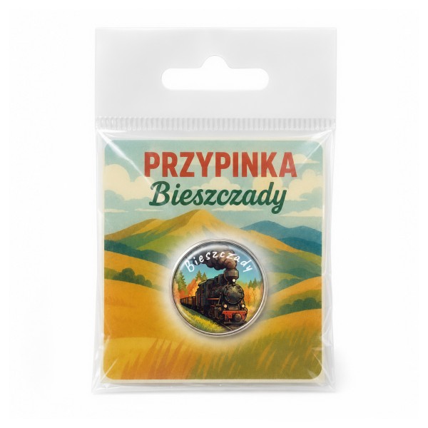Przypinka pin Bieszczady Parowóz KP4 Rysowany