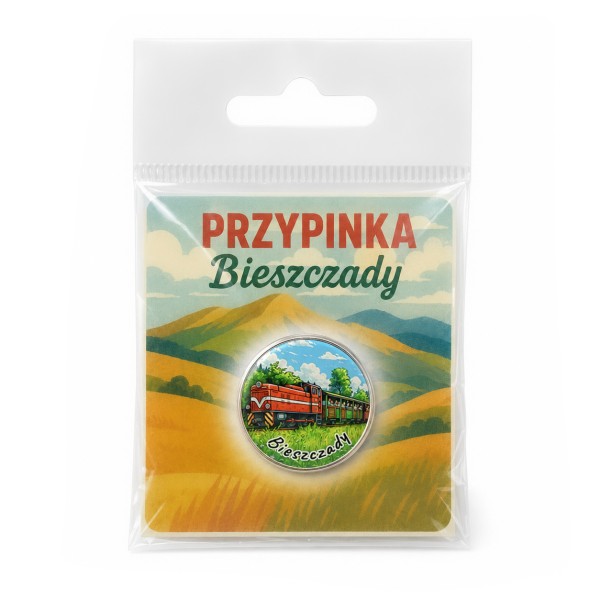 Przypinka pin Bieszczady Kolejka Spalinowa Rysowany