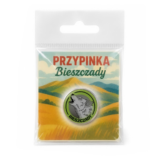 Przypinka pin Bieszczady Wilk Logo