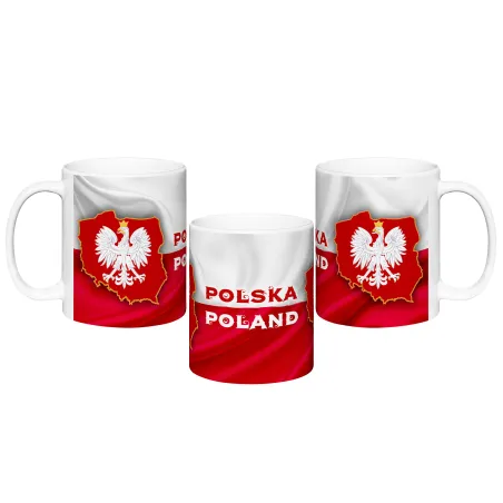 Kubek Polska Flaga 2 Mapy z Orłem