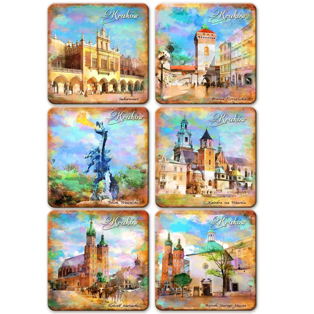 Podkładki Korkowe Kraków Kolor (6szt.)