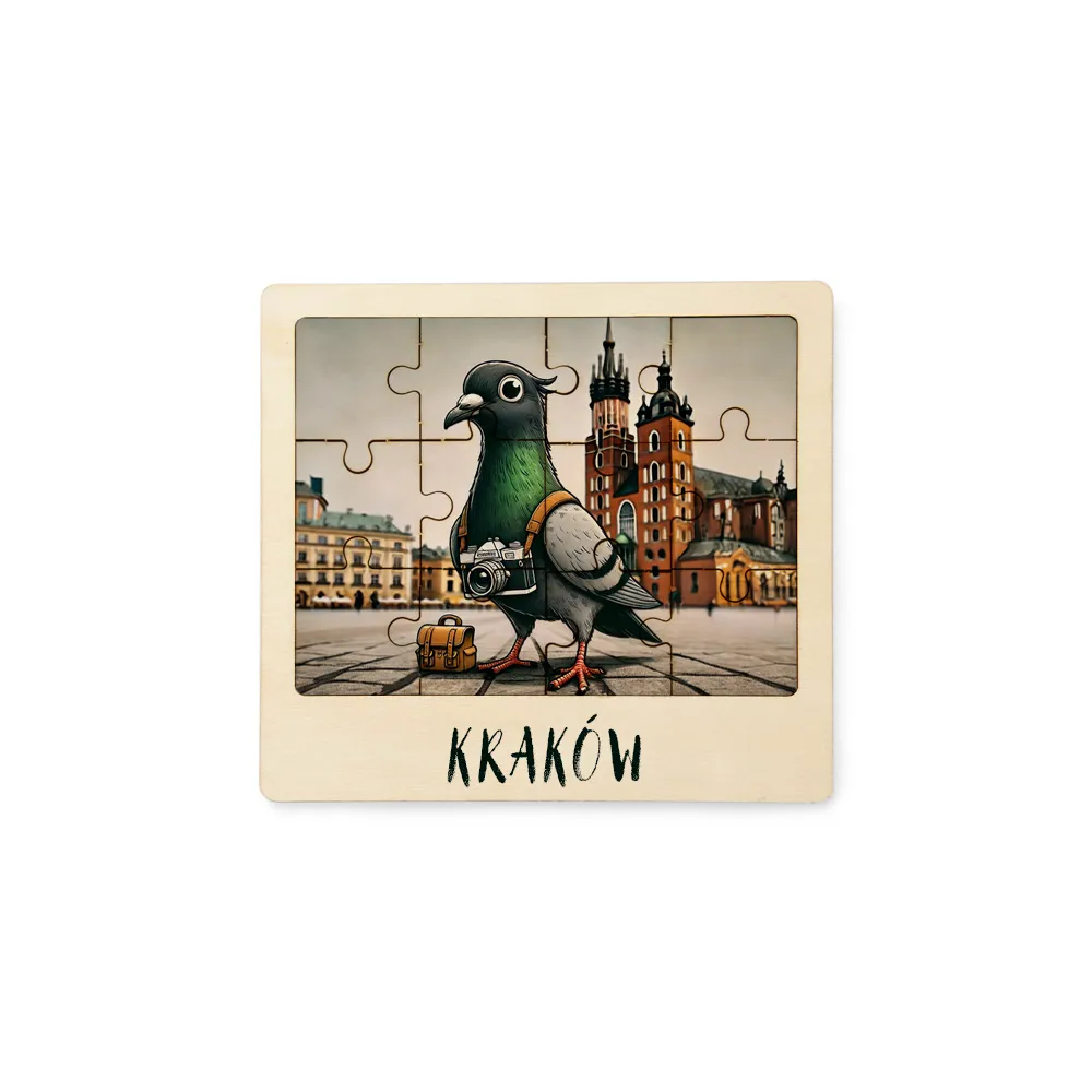 Puzzle Drewniane Kraków Gołąb Turysta