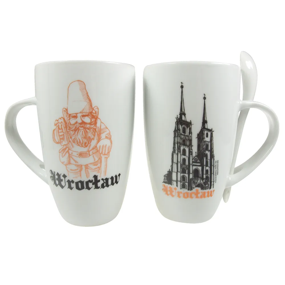 Kubek Biały z łyżeczką Wrocław Katedra