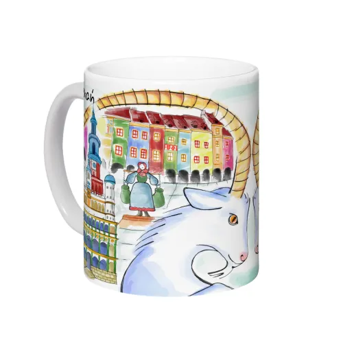 Kubek Biały Poznań Malowany